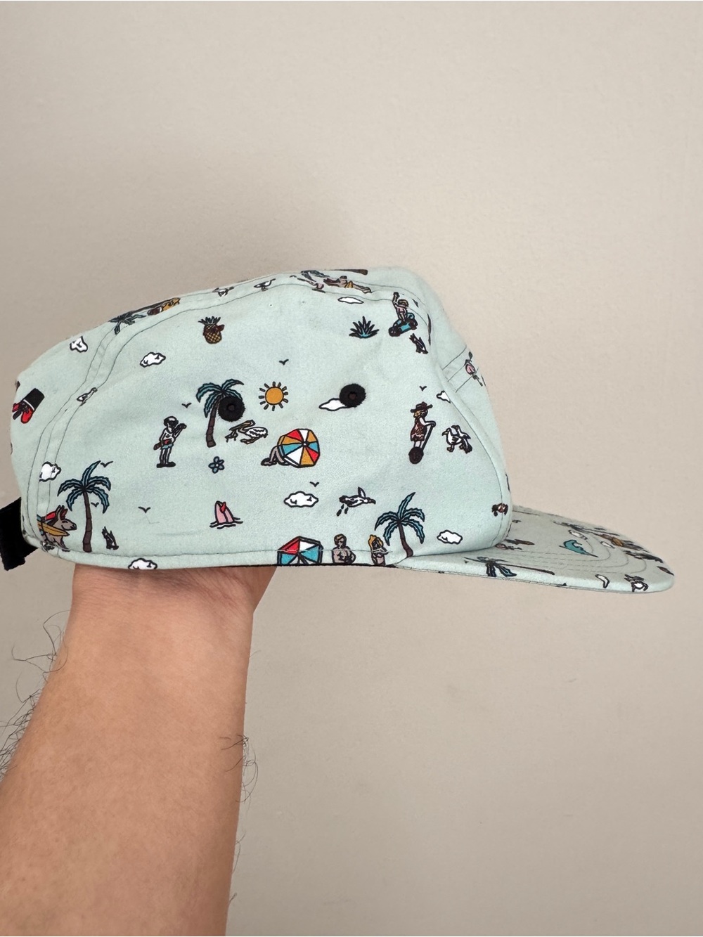 Vans Mint Green Beach Print Five-Panel Hat View 3